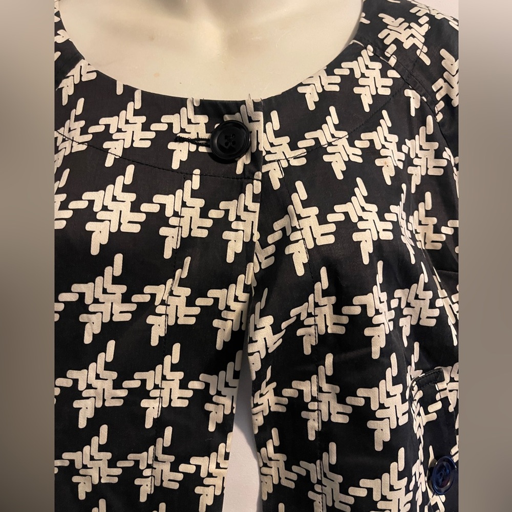 Metrostyle women’s vintage cotton blend black/white houndstooth jacket Size 4 - Picture 4 of 7